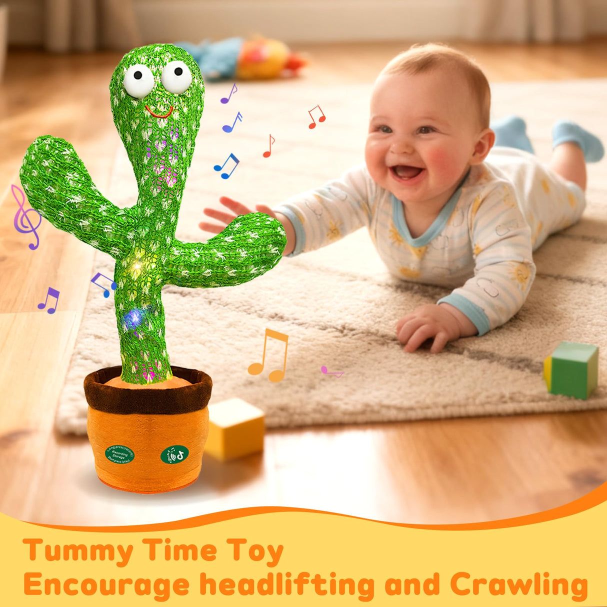 Hunfur Christmas Dancing Talking Cactus Toy Mimics Back, Cactus Baby Toy Singing Mimicking Repeating Recording, Silly Sunny The Cactus with 3xAA Battery