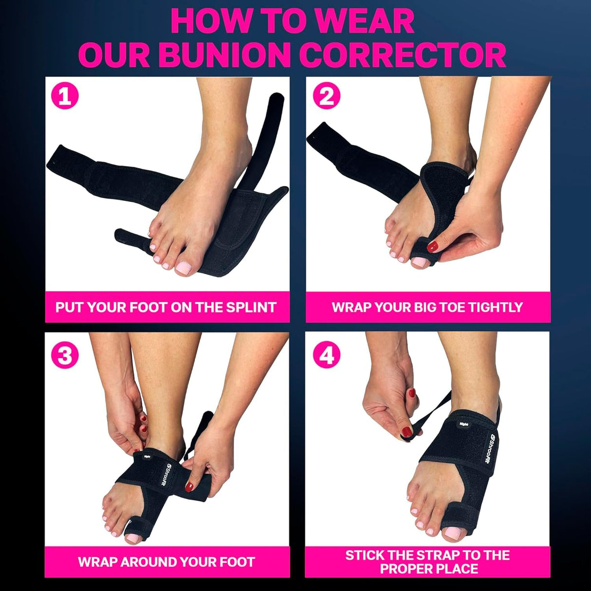 ShrooFit Effective Bunion Corrector for Men & Women | Relief Kit with Cushion Sleeves | Toe Straightener – Large/X-Large