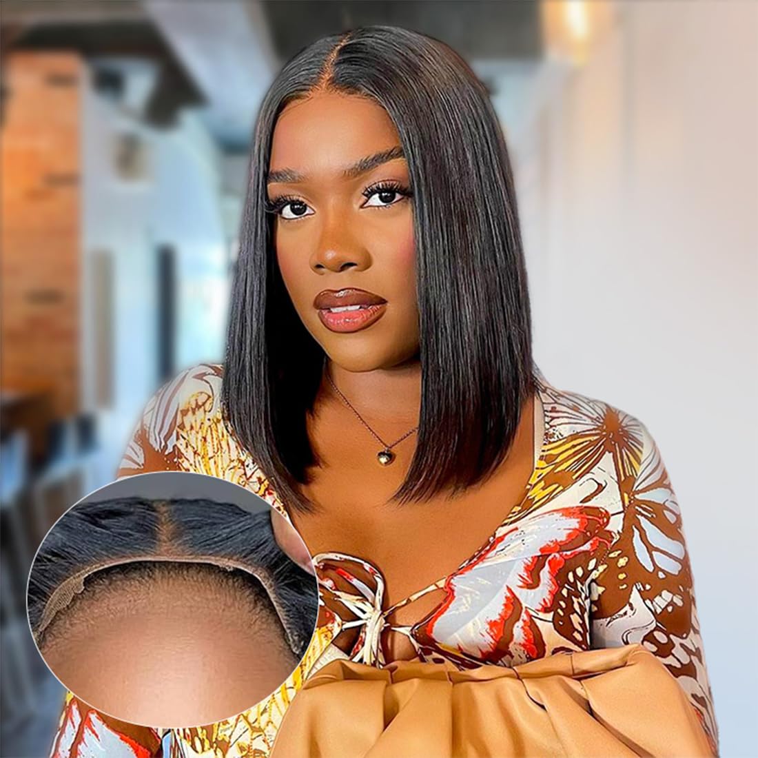 ISEE Hair M Cap 9x6 Bob Wig Human Hair Glueless Bob Wigs Pre Plucked Pre Cut HD Lace Front Glueless Wigs Human Hair 180% Density Short Straight Bob Wigs for Black Women 10 inch