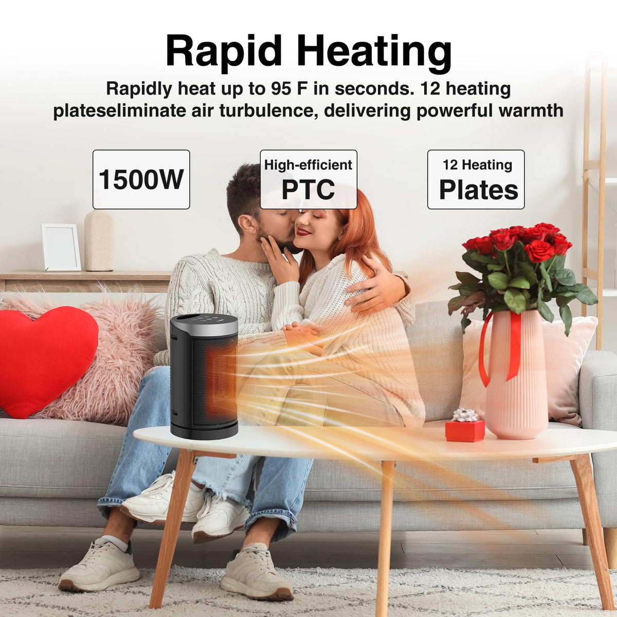 Space Heater, WINHL Portable Electric Heaters for Indoor Use,70°Oscillation