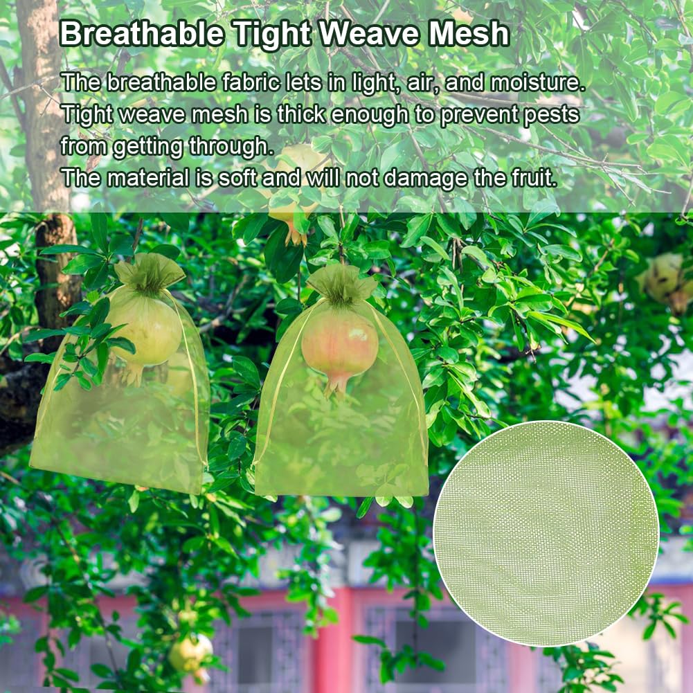 Shintop 100Pcs Fruit Protection Bags, 8x12 Inch Green Grape Netting Cover