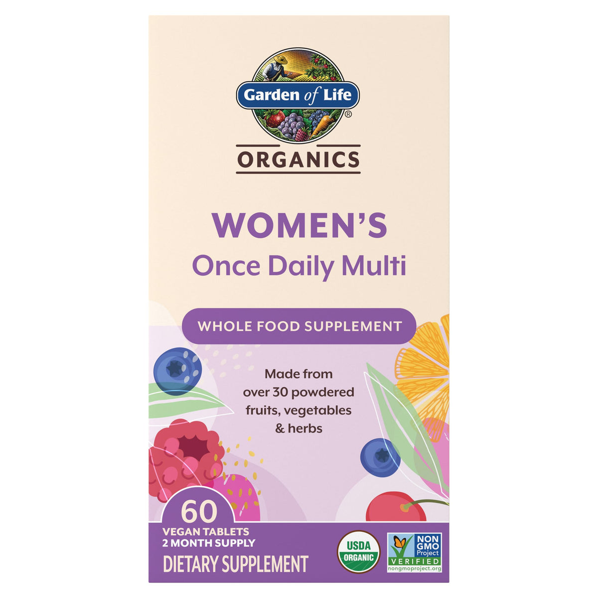 Garden of Life Organics Women's Once Daily Multivitamin, 60 Tablets