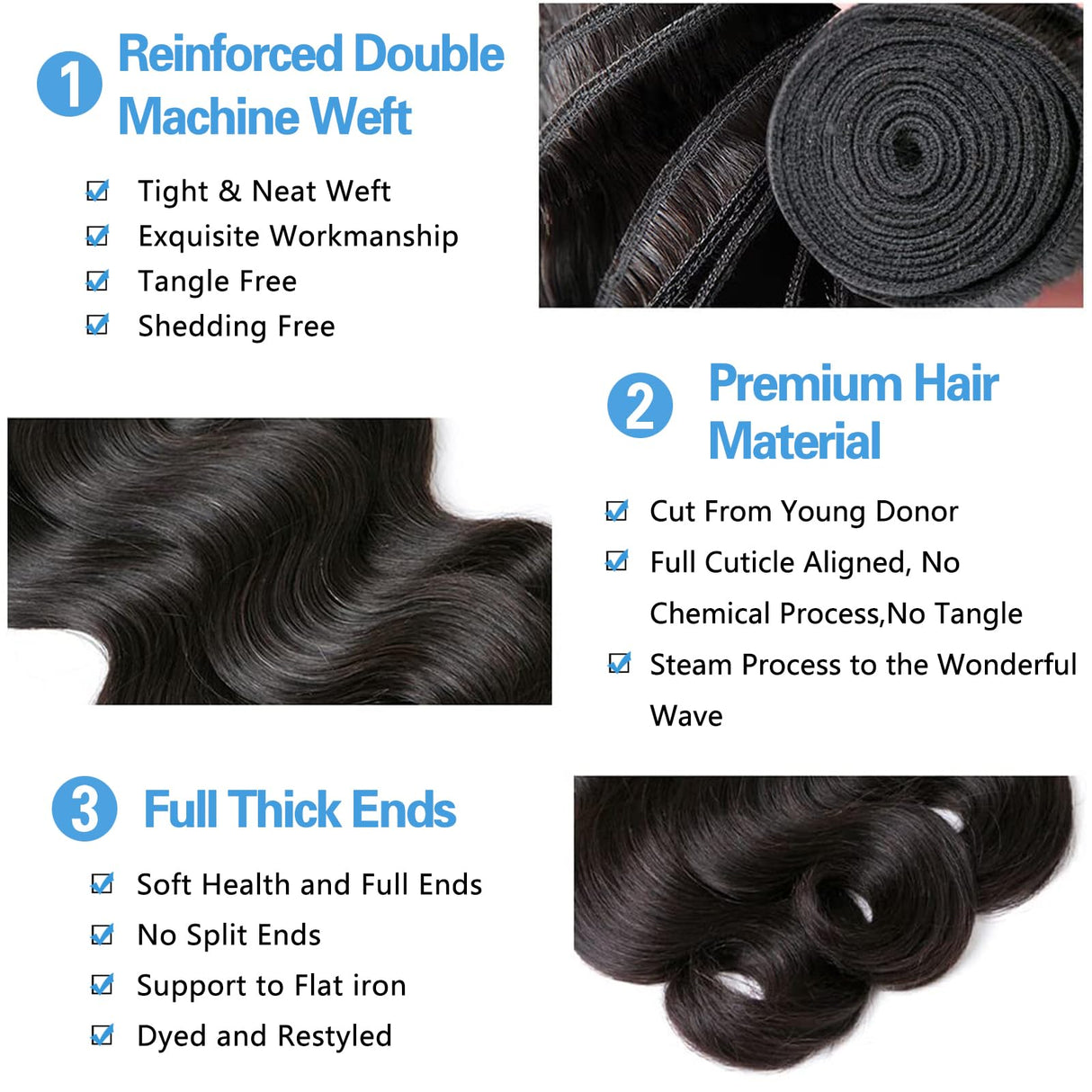 Body Wave Human Hair Bundles 26 28 30 Inch 3 Bundles Human Hair 100% Unprocessed Brazilian Virgin Hair Body Wave Bundles Human Hair Extensions for Women Natural Color