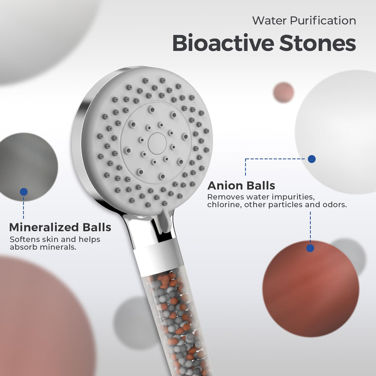 VANCOCO Handheld Shower Head with 2m Hose and Filter 5 Spray Modes Bathroom Showerhead Water Saving Universal Bath Shower Head (Chrome)