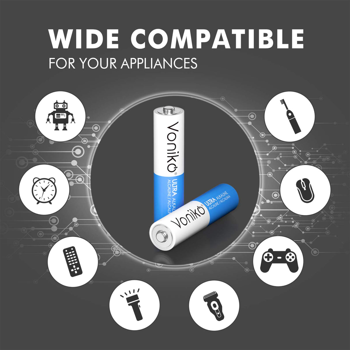 Voniko - Premium Grade AAA Batteries -200 Pack - Alkaline Triple A Battery - Ultra Long-Lasting, Leakproof 1.5v Batteries - 10-Year Shelf Life