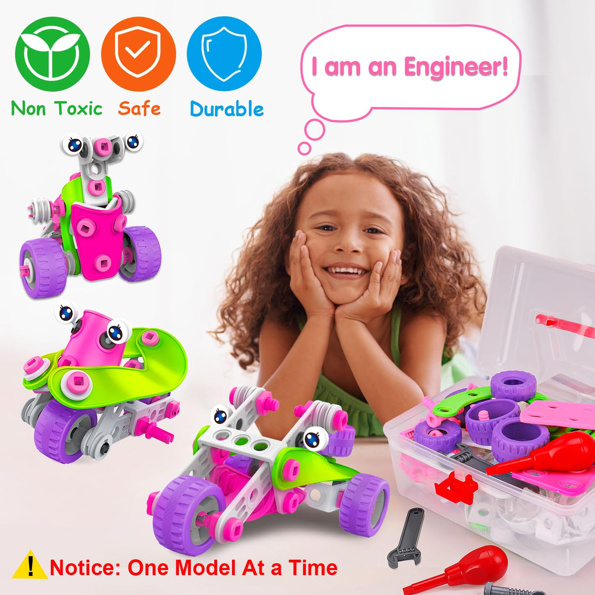 STEM Toys for 4 5 6 7 8+ Year Old Girl Birthday Gifts Pink Educational Building Toys for Kids Ages 4-8 5-7 8-10 Stem Activities Construction Toy for Girls 4-6 6-8 Creative Games Christmas Idea Gift