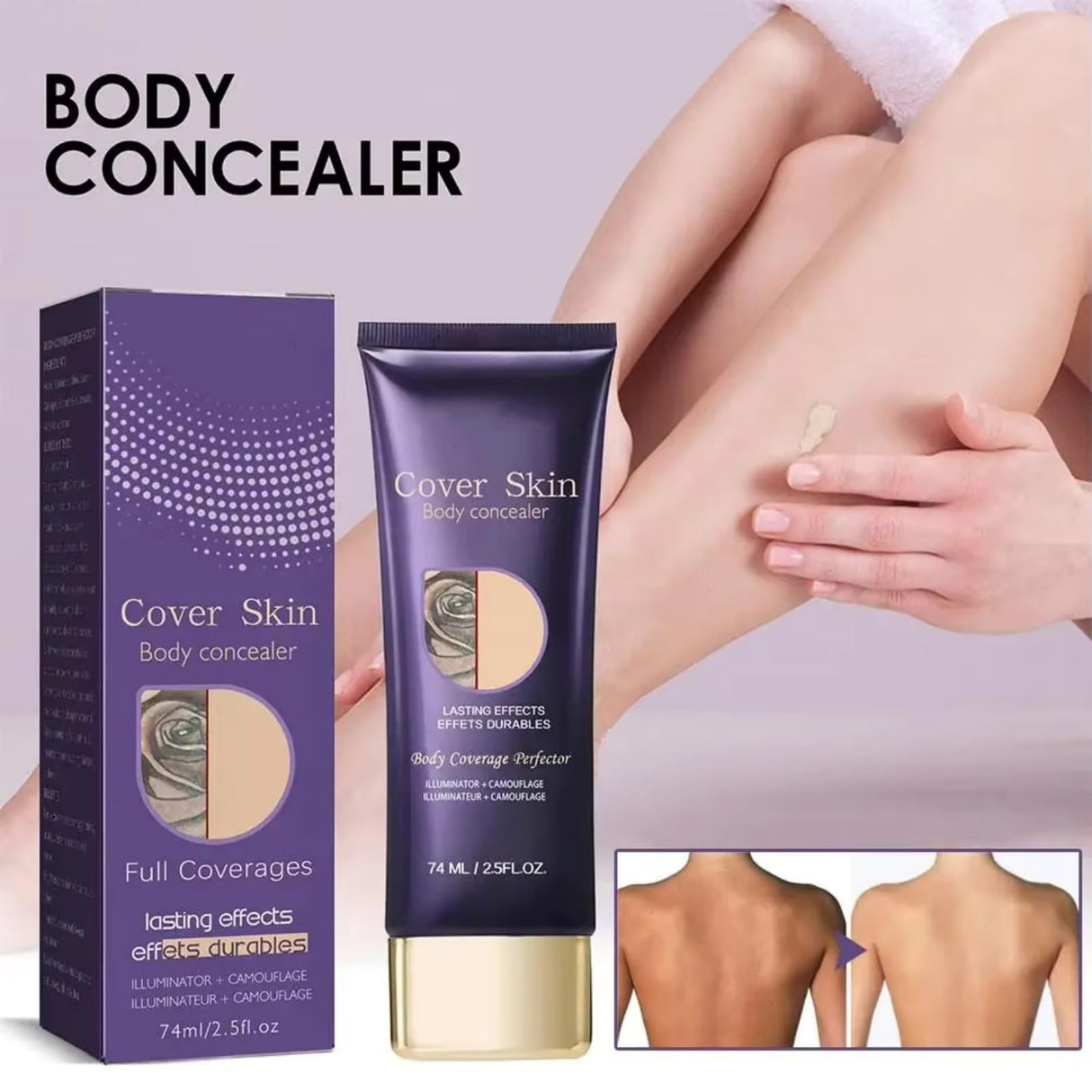 2Pcs Body Coverage Perfector - All Over Complexion Perfector, Tattoo Cover Up Makeup Long Last Waterpro of Body Foundation
