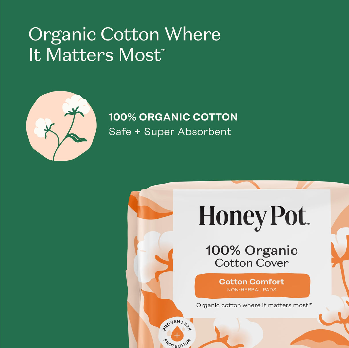 The Honey Pot Company - 64ct - Sanitary Pads for Women - Non-Herbal Heavy Flow Daytime w/Wings - Organic Cotton Cover & Ultra-Absorbent Core - Feminine Care - FSA & HSA Eligible