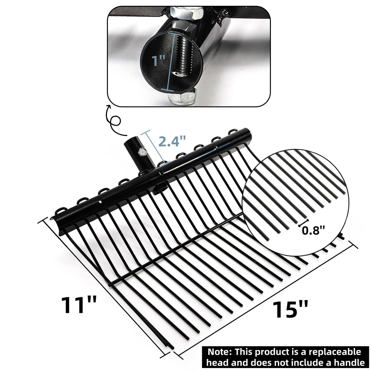 Cididu Pitch Manure Fork Head, Metal Pitch Fork for Garden, Durable Digging Fork Rake Head Replacement with Angled Tines, Stable Pitchforks Scoop for Mulch Horse Stall Picking up Hay Animal