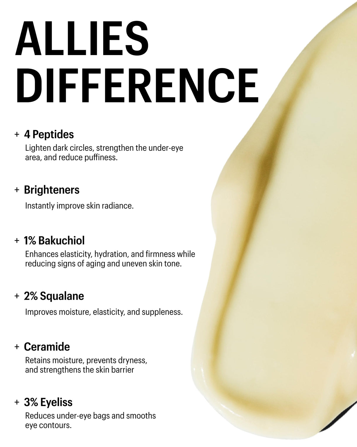 Allies of Skin Peptides Firming Eye Cream | Under Eye Moisturizer for Dark Circles & Puffiness | Bakuchiol, Ceramides and Vitamin C for Fine Lines and Under Eye Area | 0.5 oz