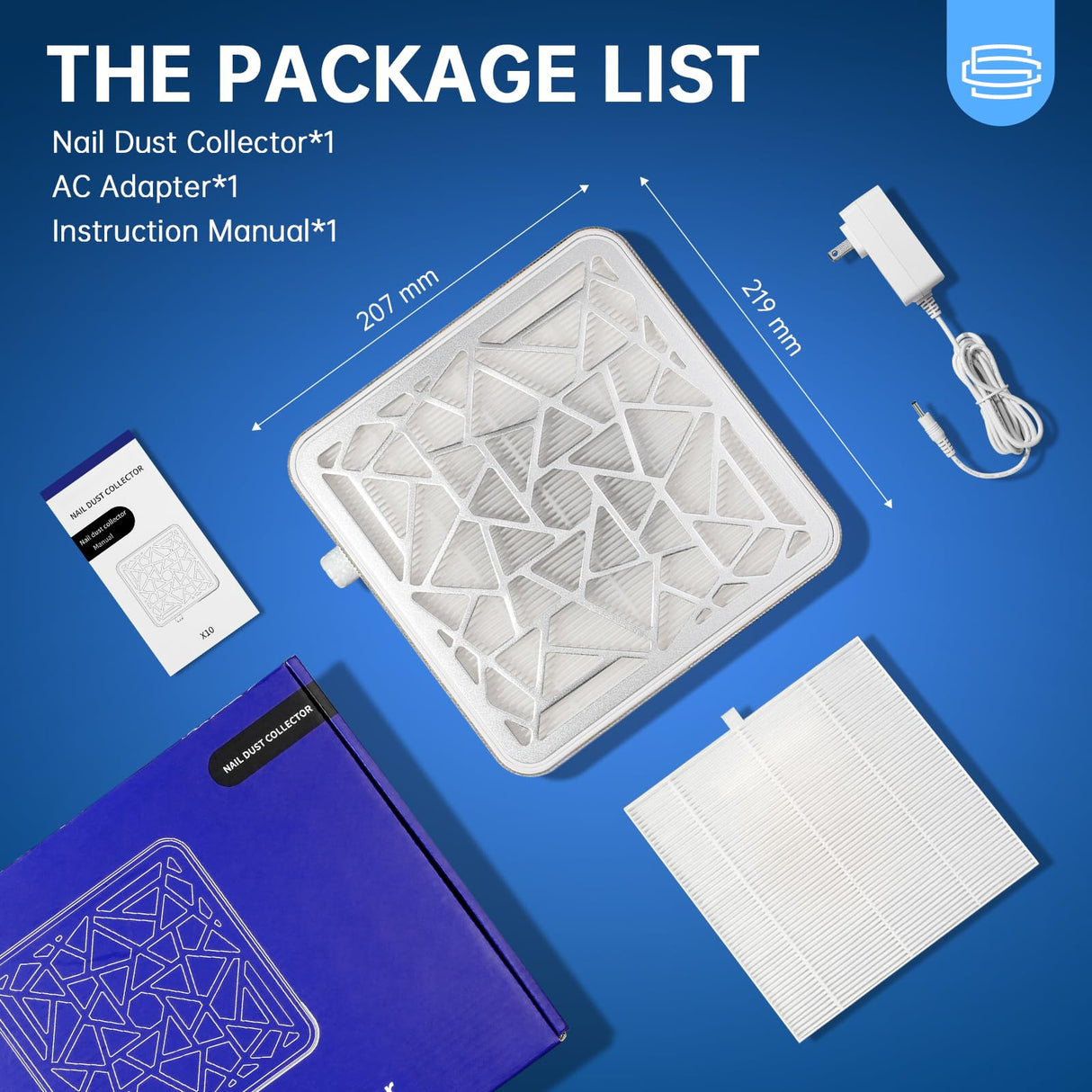 CHRISTINE SHELLY Nail Dust Collector, Powerful Vacuum Fan Vent Dust Collector Extractor Dust Suction Machine for Acrylic Nails Polishing, Nail Salon, White Diamond