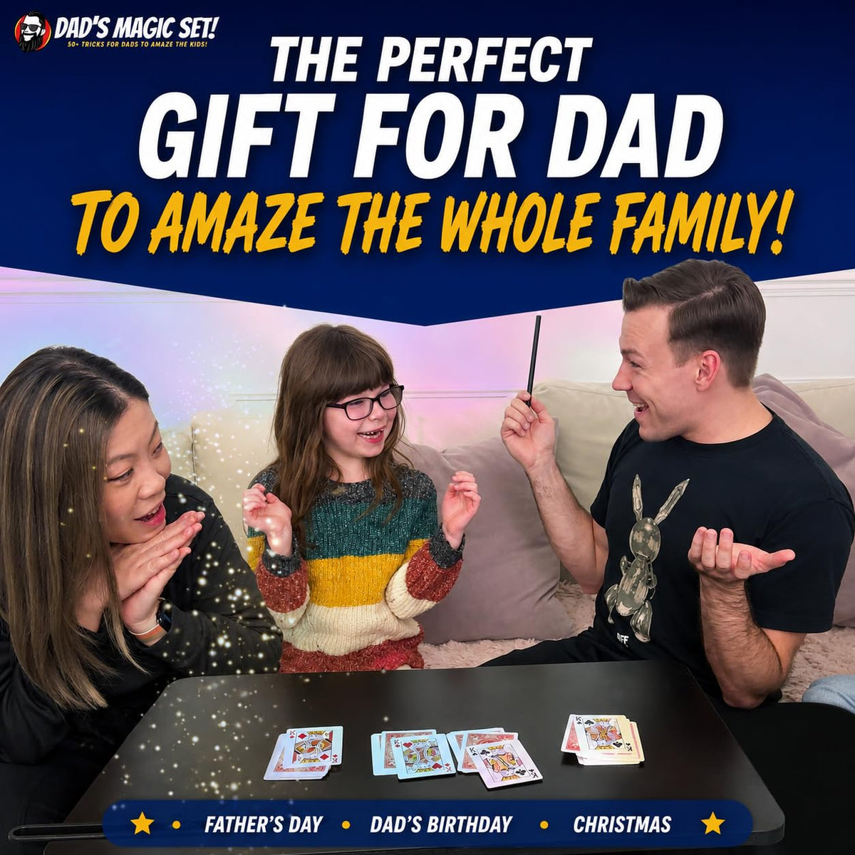 Dad’s Magic Set - 50 Awesome Magic Tricks for Dads to Amaze the Whole Family - Easy to Learn - Video Tutorials by a Pro Magician - Fun Gift for Dad or Grandpa for Father's Day, Birthdays, Christmas
