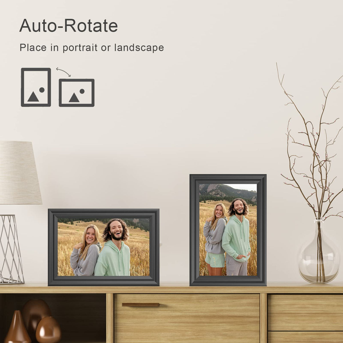 Digital Picture Frame WiFi 10.1 Inch Digital Photo Frame, Electronic Picture Frame, 16GB Storage, Auto-Rotate, IPS Touch Screen, Easy Setup and Share Photos and Videos via Free App from Anywhere