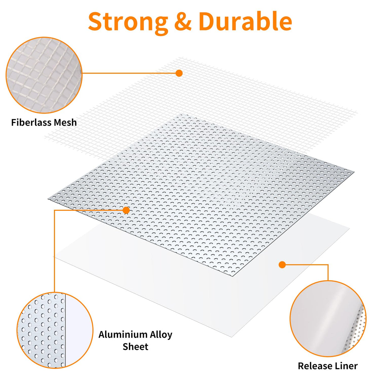 Wall Repair Patch Kit, 15 Pieces Aluminum Self-Adhesive Mesh Repair Patches for Drywall, Multiple Large Small Sizes 2/4/6/8 Inch Drywall Hole Repair Kit, Permanently Repairs Damaged Walls and Ceilings