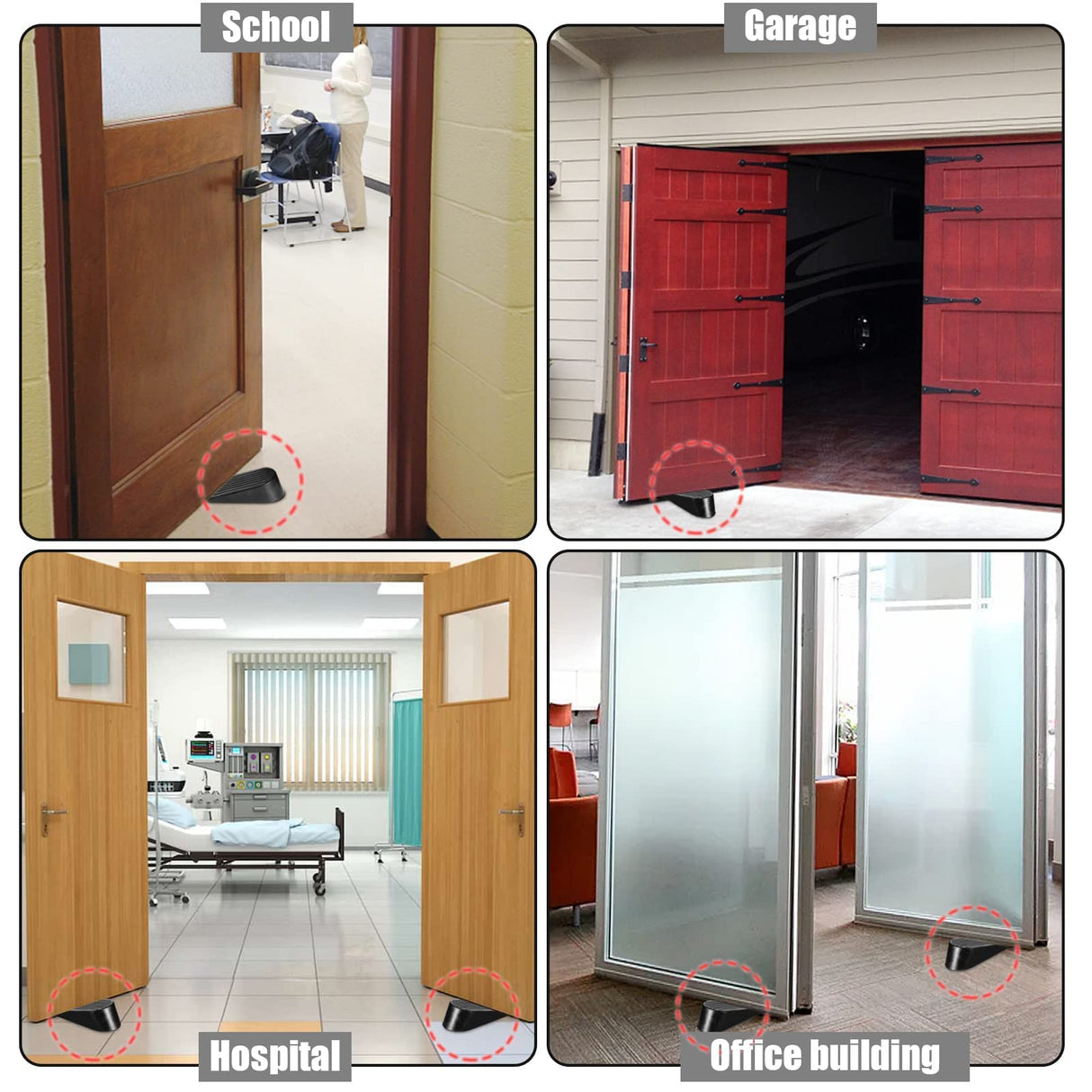 Big Door Stopper 2 Packs Heavy Duty Wedge Rubber Door Stop Works on All Floor Surfaces Height up to 1.9 Inches Non-Scratching Doorstops Special for Home Office School Heavy Door (Black)