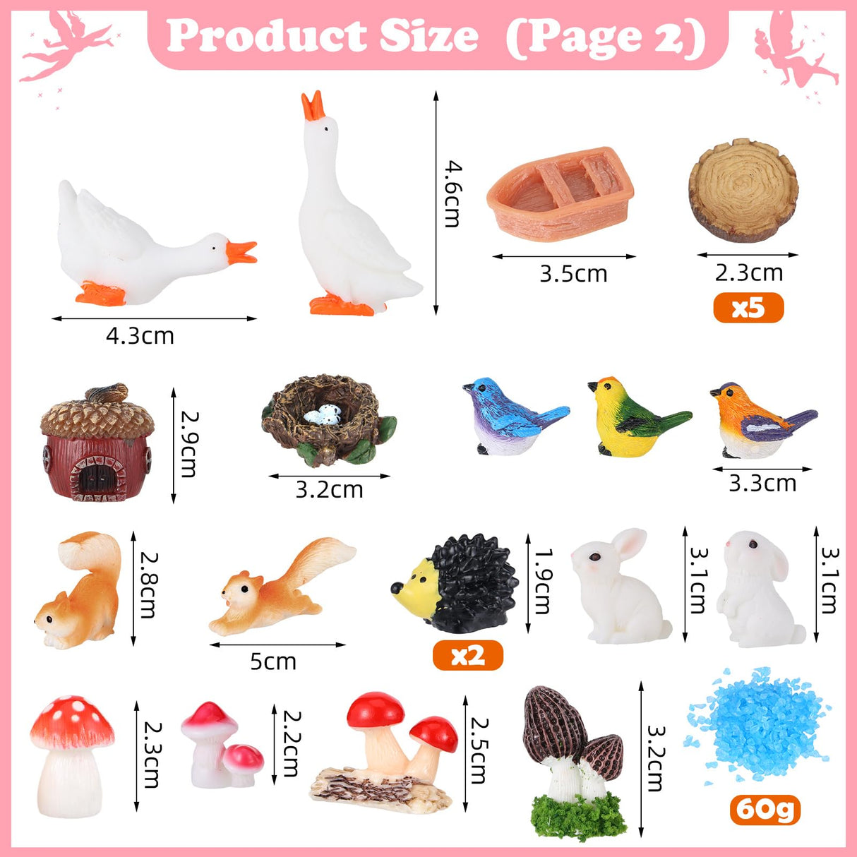 HIYZI 93 Pcs Fairy Garden House Resin Accessories Fairy Elves Kit Miniature Fairy Figurines Ornaments Animals Decor Outdoor for DIY Dollhouse