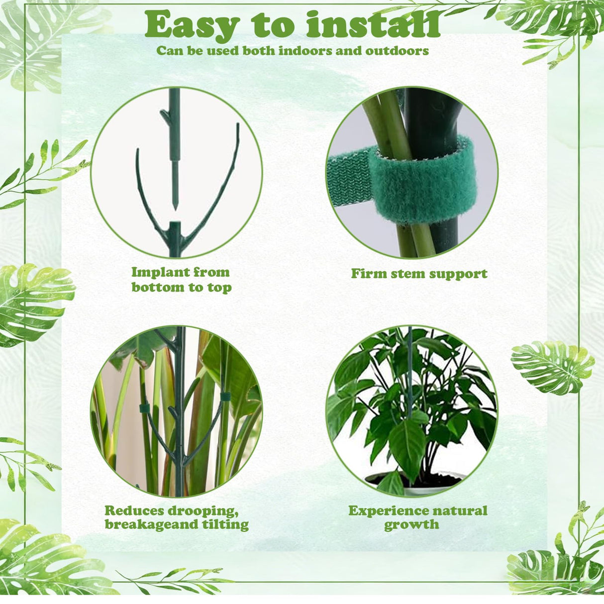 Stackable Monstera Moss Pole, 10 PCS Natural Coir Plant Support Stakes.