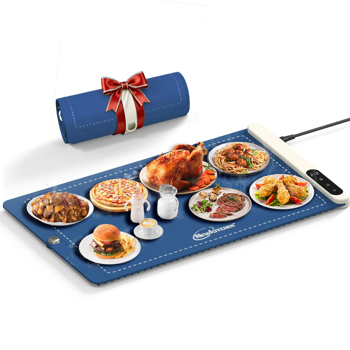 Warming Mat for Food, 24"x15" Food Warming Mat 6 Temperature & Timer Settings Upgrade Graphene Fast Full Surface Heating-Versatile Food Warmer for Gatherings, Parties, Everyday Use-Fruit Frost Blue