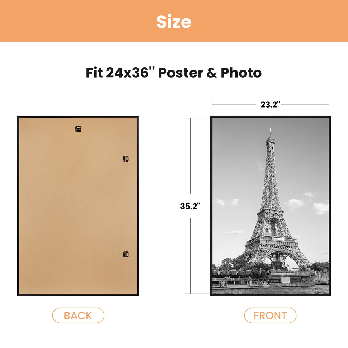 upsimples 24x36 Poster Frame, Easy Slide-In Assembly, Black, 3 Pack