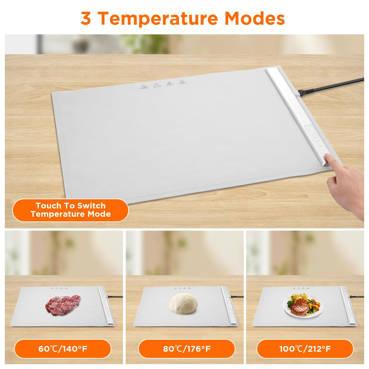 Warming Mat for Food, Food Warming Mat,White Elephant Gifts,Portable Electric Warming Tray for Food,with 3 Temperature Settings,Food Warmer for Buffet Party, Sabbath, Gatherings, Daily Use