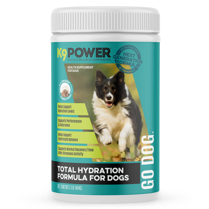 K9 Power Next Generation Go Dog - Water Additive for Dogs, Hydration and Performance Electrolyte Mix, Recovery and Electrolyte Additive, Supports Muscle Function and Endurance, 1lbs