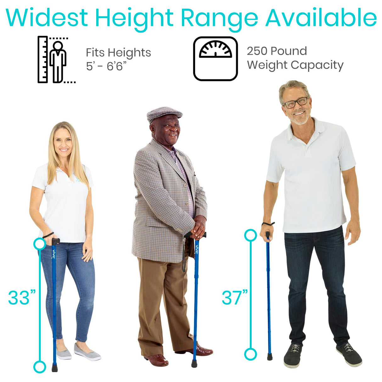 Vive Folding Cane - Foldable Walking Cane for Men, Women - Fold-up, Collapsible, Lightweight, Adjustable, Portable Hand Walking Stick - Balancing Mobility Aid - Sleek, Comfortable