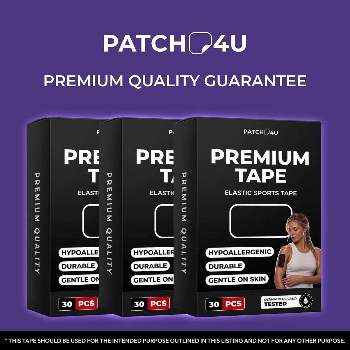 PATCH4U Premium Tape (30 Pack) - Pain Free Removal, Hypoallergenic