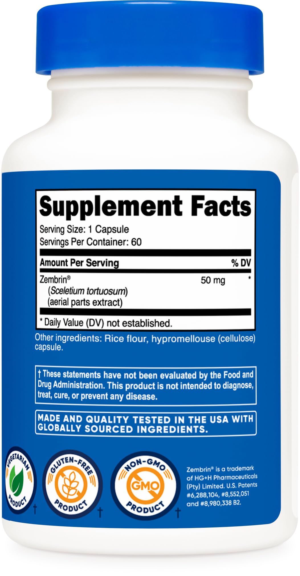 Nutricost Zembrin (Sceletium Tortuosum) 60 Capsules (50mg Each) - Vegetarian Capsules, Non-GMO, Gluten Free