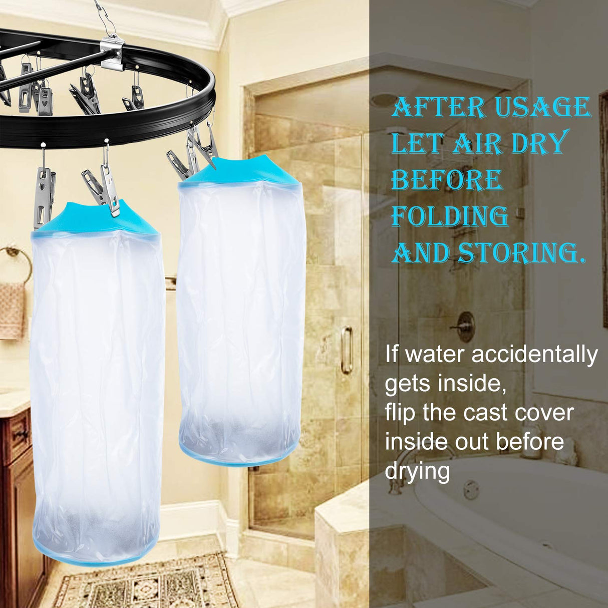 Asunby Knee Cast Cover for Shower Waterproof Bandage Cast covers Protector for Knee Replacement Surgery, Wound, Burns Watertight Protection Reusable