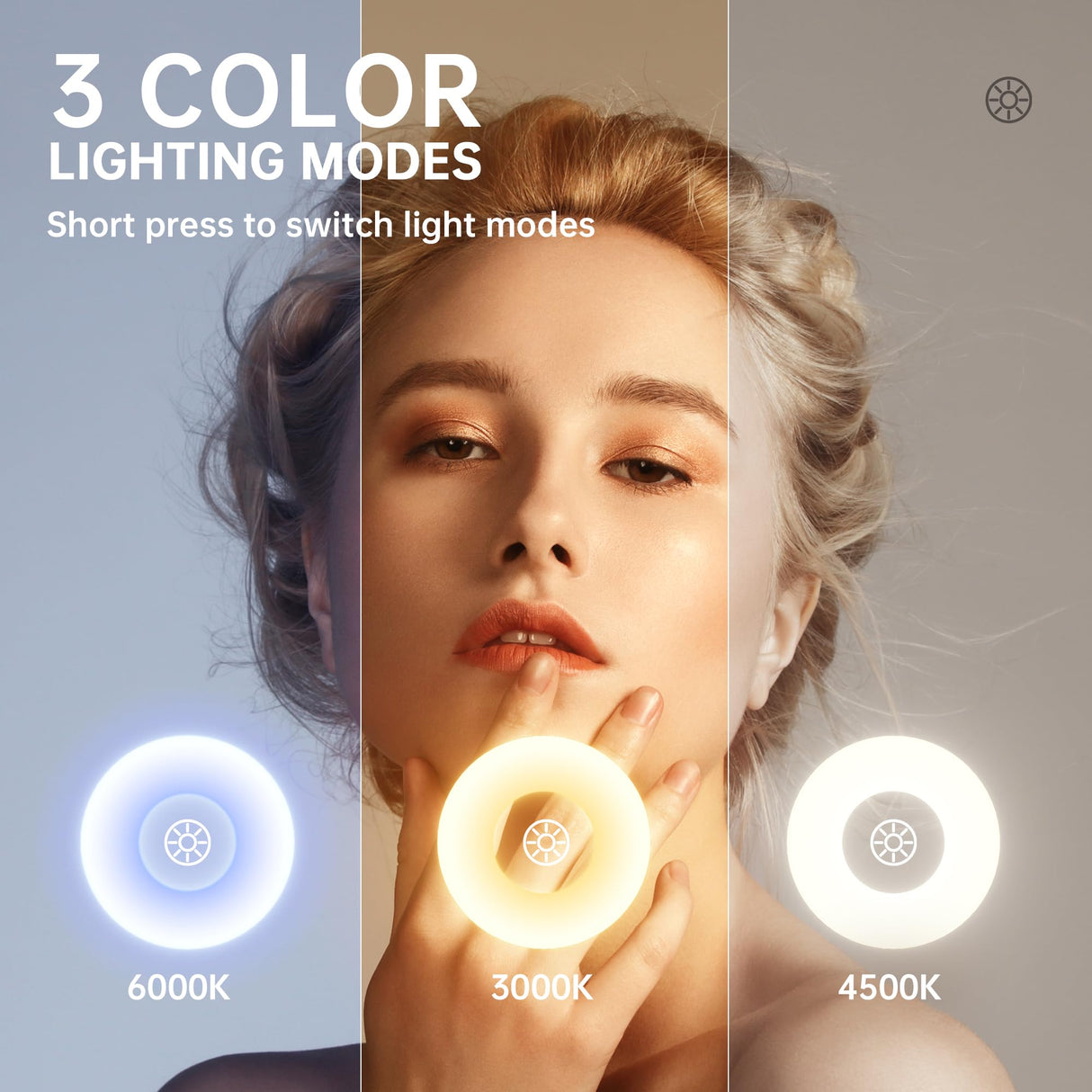 Hasipu Vanity Mirror with Lights, 14"× 18" Arched LED Makeup Mirror, Lighted Makeup Mirror with Lights, Smart Touch Control Dimmable 3 Modes Light 360°Rotation White