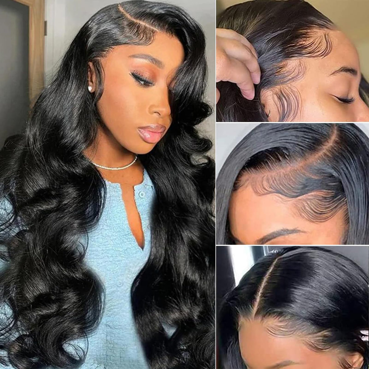 KINNIS Body Wave Lace Front Wigs Human Hair Pre Plucked 200% Density 13x6 HD Transparent Frontal Glueless Wigs Human Hair with Baby Hair Natural Hairline Human Hair 28 inch