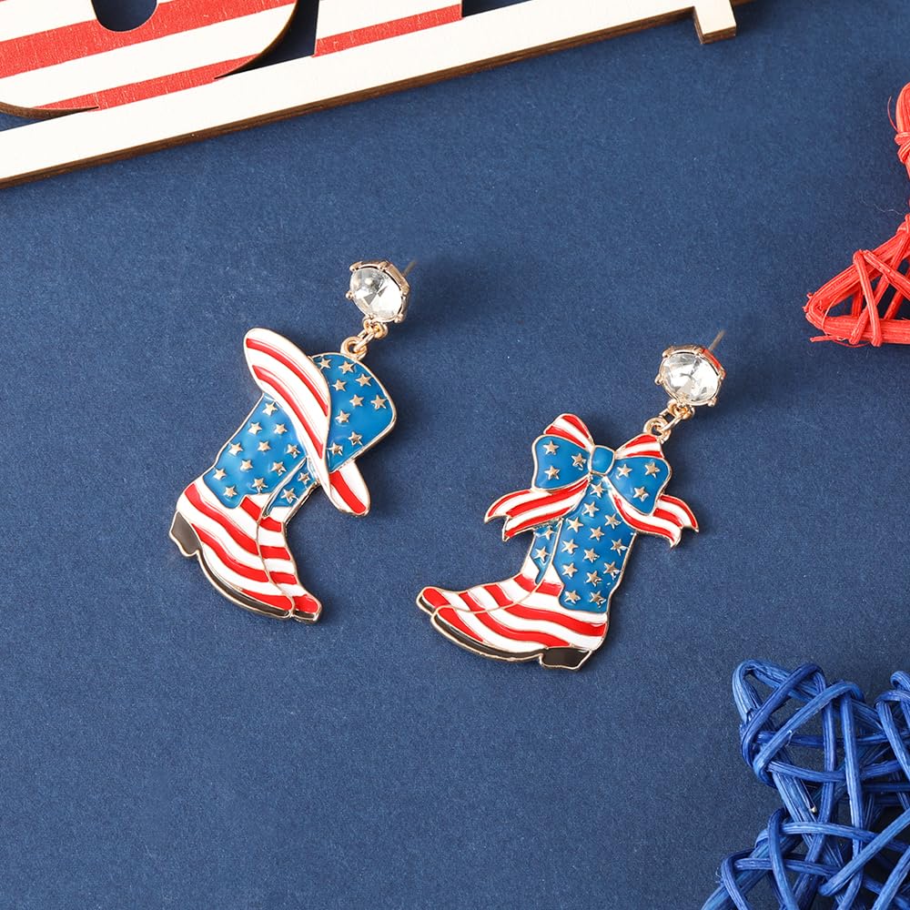Madison Tyler 4th of July Western Boot Earrings for Women Patriotic Jewelry