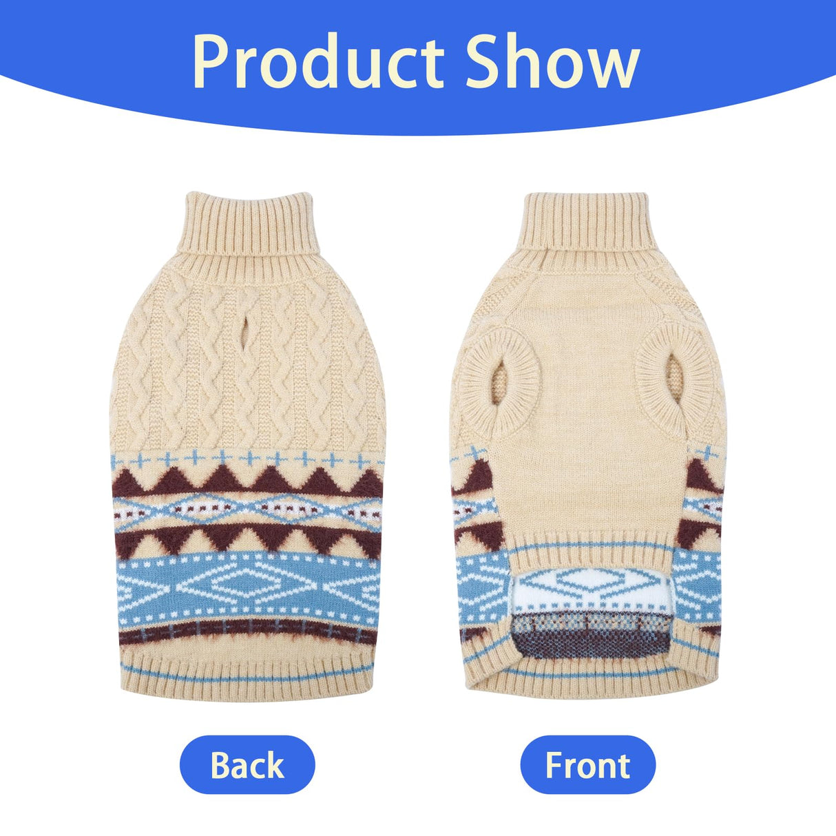 MIGOHI Windproof Dog Sweater Stretchy Medium Dog Sweater for Chilly Day | Dachshund Sweaters for Cold Weather Comfortable Sleeveless Winter Christmas Knitwear for Wiener,Pug,LightBeige,M