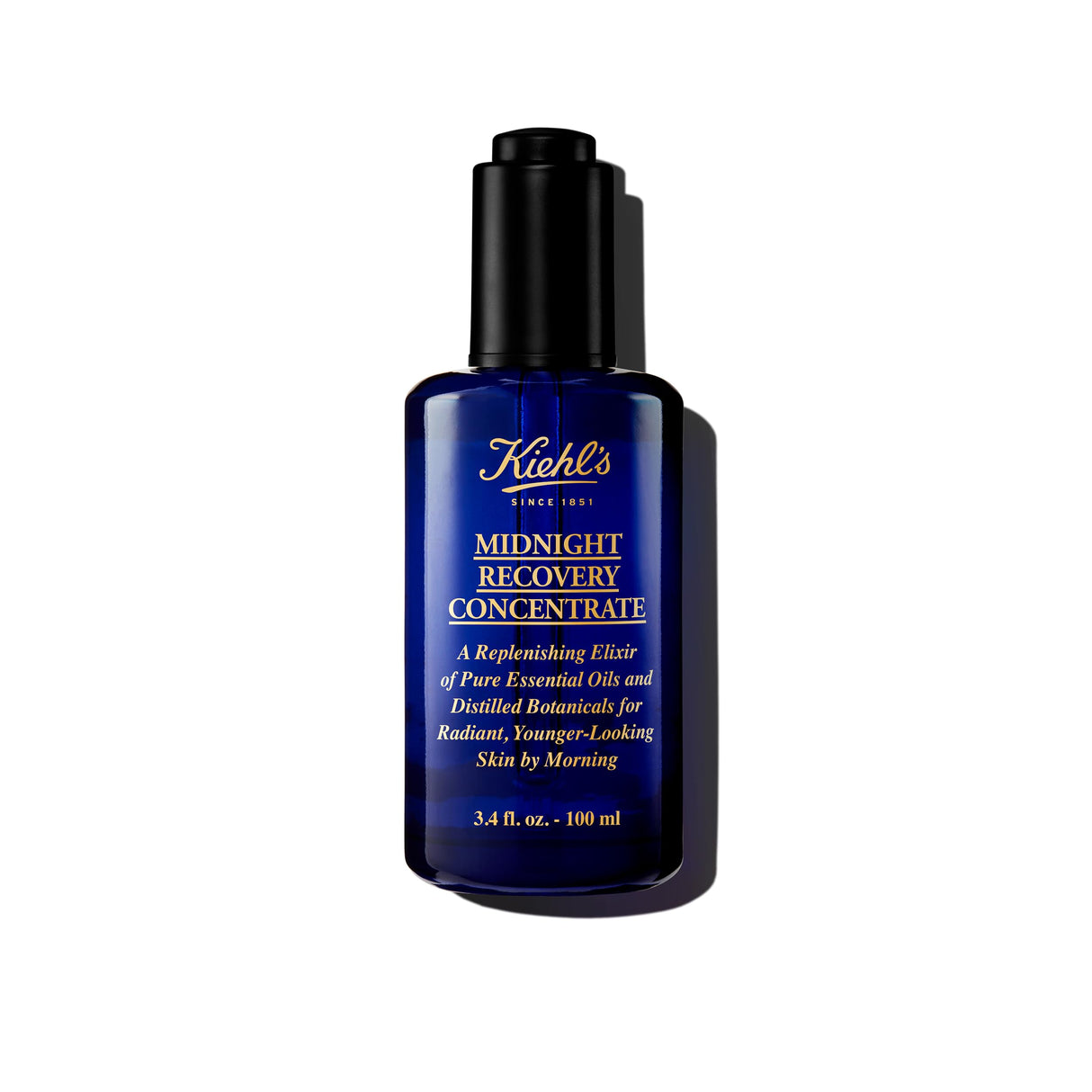 Kiehl's Midnight Recovery Concentrate Moisturizing Face Oil, Lightweight Facial Serum, Restores Skin Radiance Overnight, Reduces Fine Lines, Refines Skin Texture, 99.4% Naturally Derived - 3.4 fl oz