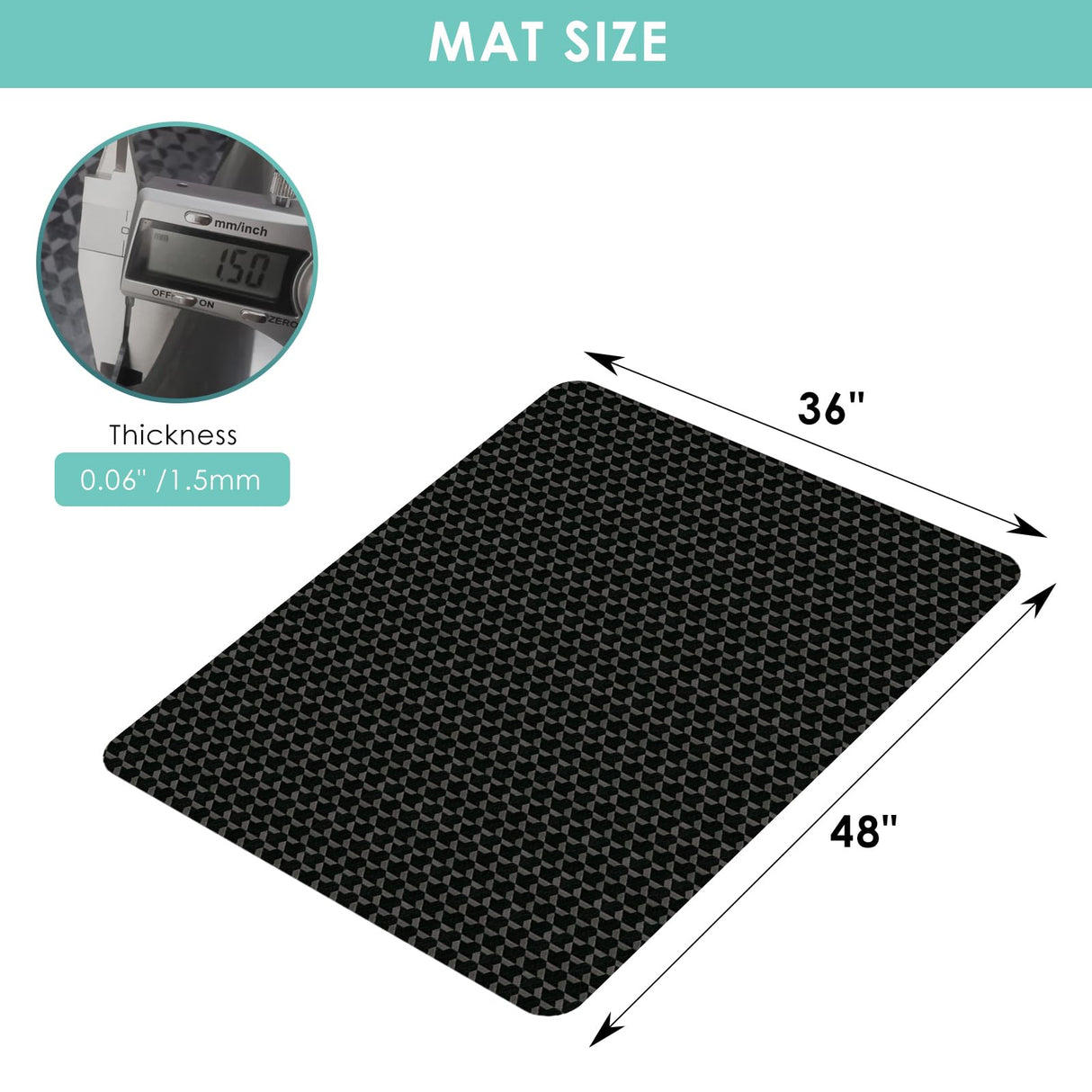Vicwe Office Chair Mat for Hard Floor, 48""x36"" Anti-Slip PVC Computer Chair Mat for Gaming, Easy Glide for Chairs, Multi-Purpose Floor Protector Desk Chair Mat for Home Office, Black