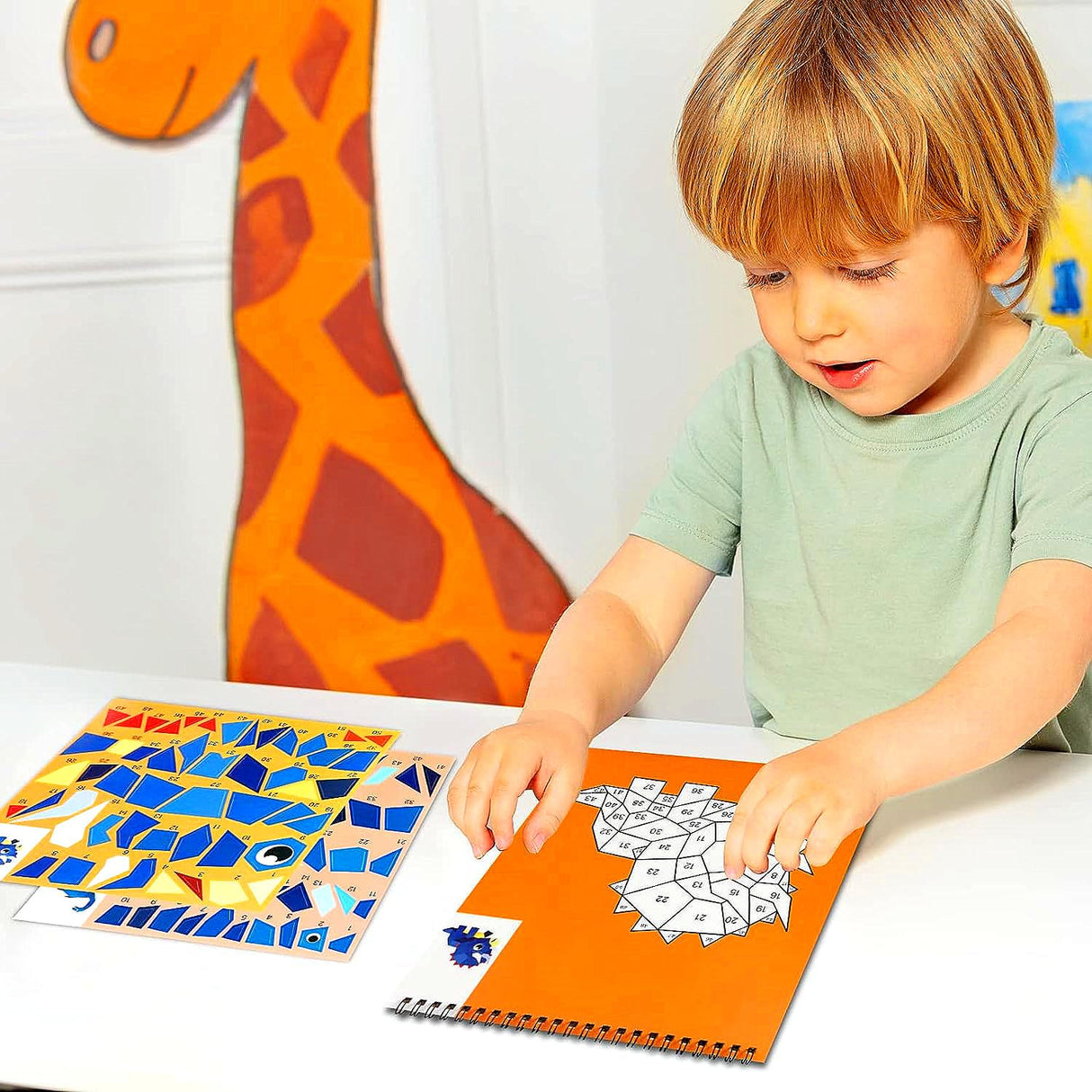 TPQKA Crafts for Kids Ages 4-8 Sticker Paint Books 6 Pack Number Sticker Books for Kids Girls Boys Halloween Christmas Party Favor, Road Plane Travel Activity Books