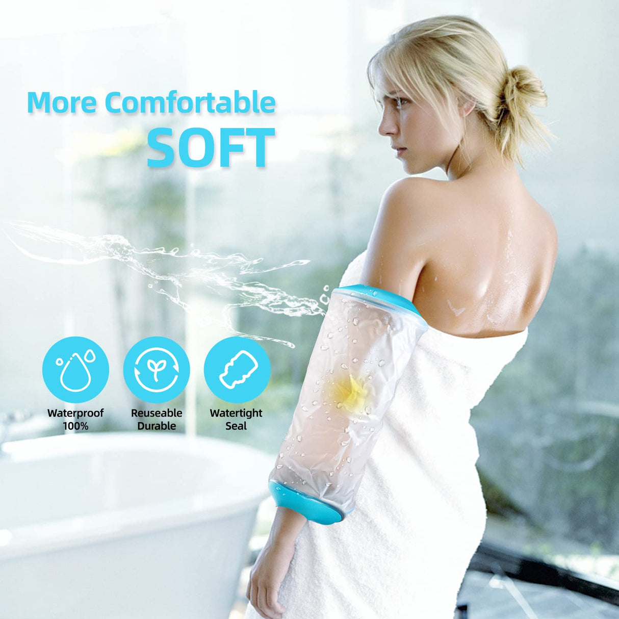 Divvsck PICC Line Shower Cover, PICC Line Covers for Upper Arm, Reusable Waterproof IV & PICC Line Sleeve Protector for Chemotherapy Treatment, Broken Wound Elbow for bath Shower