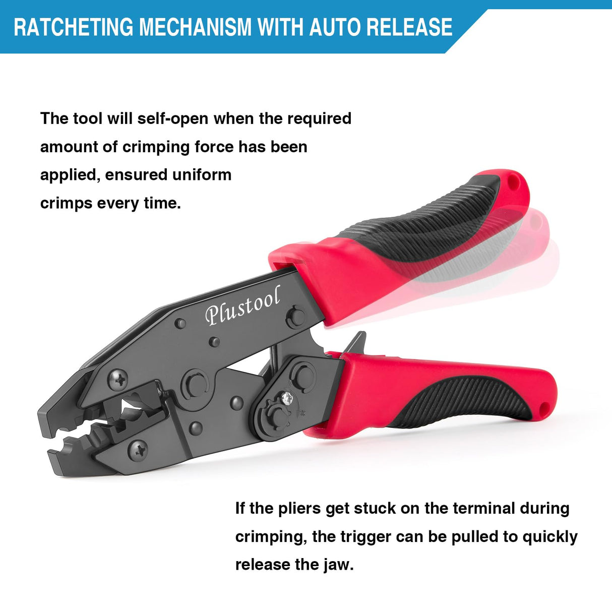 Plustool Crimping Tool for Spark Plug Ignition Wire, 8.5mm Ratchet Spark Plug Wire Crimper - Crimping Pliers - Electrical Terminal Crimping Tool