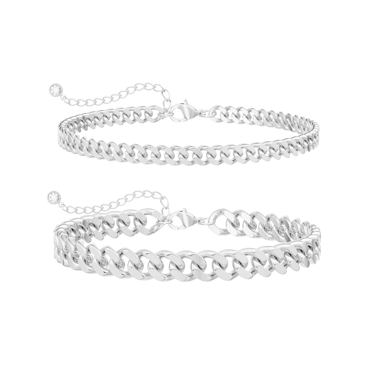 Sterling Silver Ankle Bracelets for Women Waterproof - Dainty Silver Anklets Trendy Layered 925 Silver Plated Stackable Chunky Cuban Link Chian Anklet Bracelet Set for Women Non Tarnish Jewelry Gift