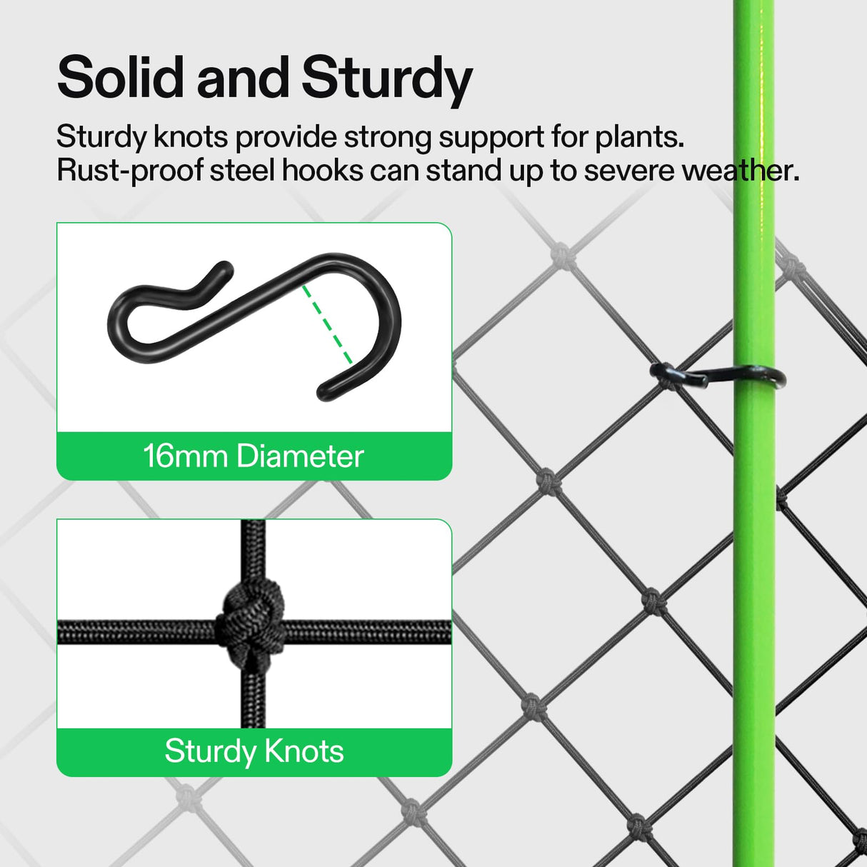 VIVOSUN 5 x 5Ft. Elastic Trellis Netting with 4 Hooks for Climbing Plants, Vegetables, Fruits, and Flowers, 1-Pack