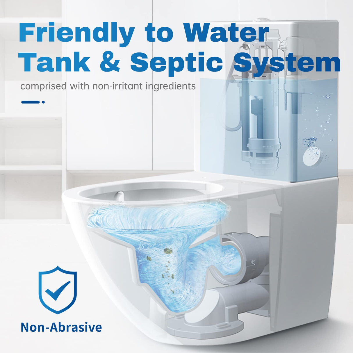 Vacplus Toilet Bowl Cleaner Tablets 100 PACK, Automatic Toilet Bowl Cleaners with Bleach for Deodorizing and Descaling, Bathroom Cleaner Against Tough Stains