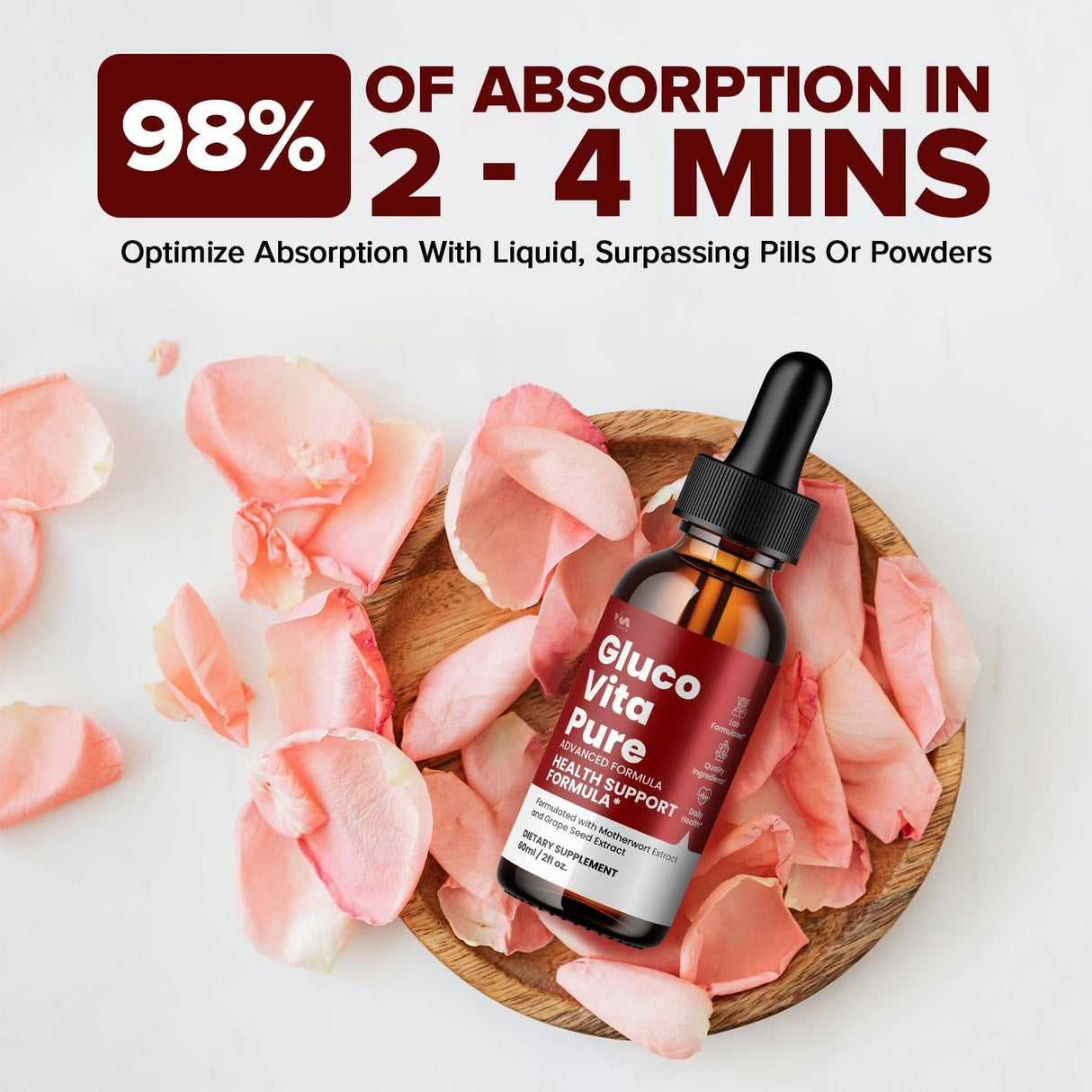 Vitamoon (3 Pack) Gluco Vita Pure Drops Healthy Vitamin Support Supplement - Advanced Formula, GlucoVitaPure Drops 24 Hour Liquid, Energy and Extra Strength Reviews, 3 Month Supply