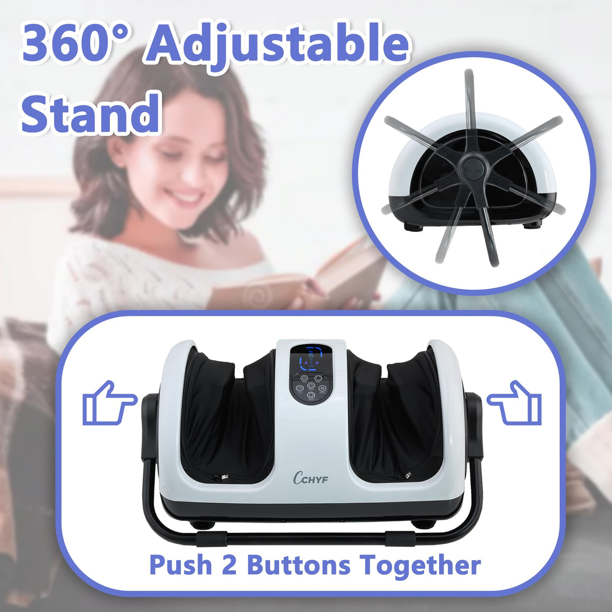 CCHYF Foot Massager with Heat,Shiatsu Foot Massager for Plantar Fasciitis,Pain Relief and Heat Therapy-Massage Leg/Calf/Ankle with Deep Kneading,Gift for Family and Friends(White)