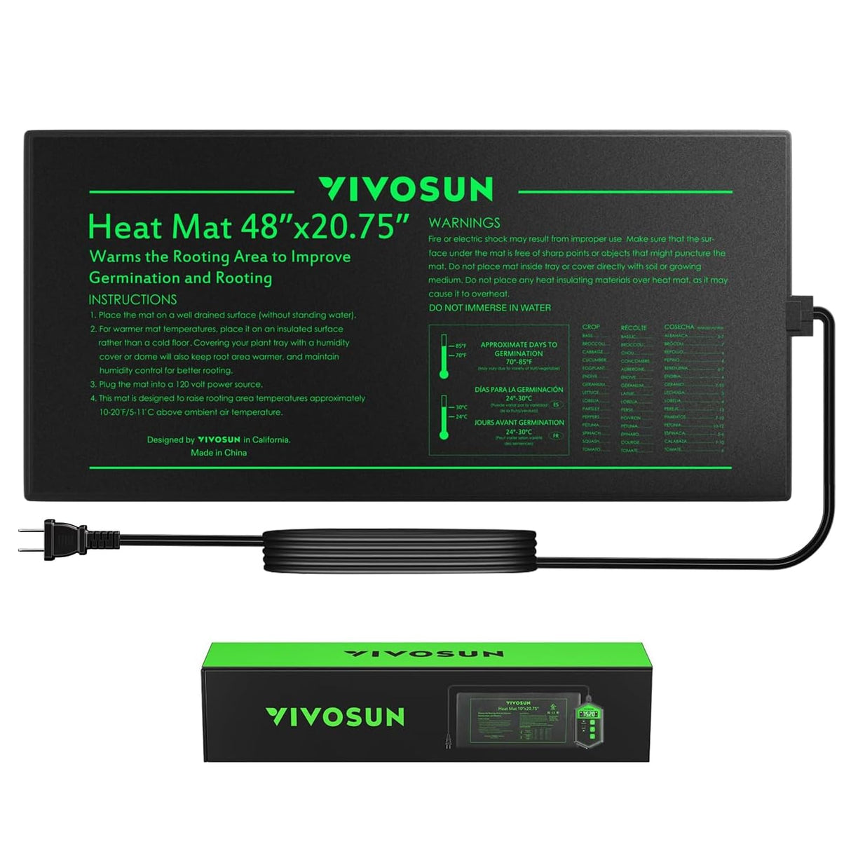 VIVOSUN Durable Waterproof Seedling Heat Mat 48" x 20.75" UL & MET-Certified Warm Hydroponic Heating Pad for Germination, Indoor Gardening, Greenhouse