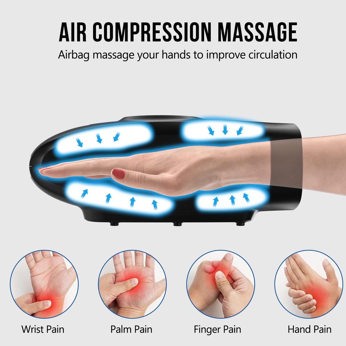 cotsoco Hand Massager with Heat and Compression, 3D Machine for Arthritis and Carpal Tunnel Syndrome Relief, 6 Levels Pressure Point Massage, Finger Wrist Massage for Pain Relief, Gifts for Women