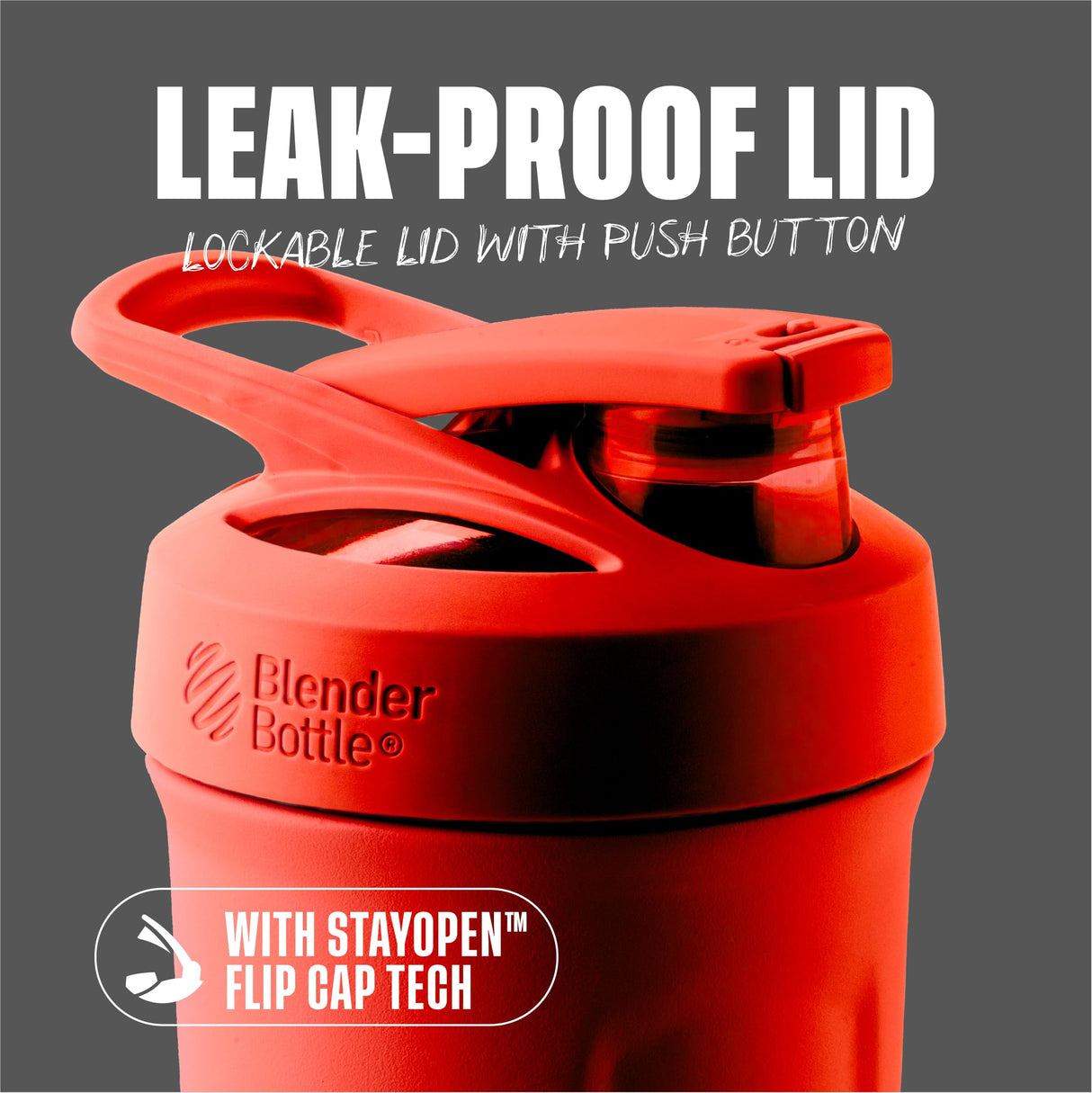 BlenderBottle Strada Shaker Cup Insulated Stainless Steel Water Bottle with Wire Whisk, 24-Ounce, Red