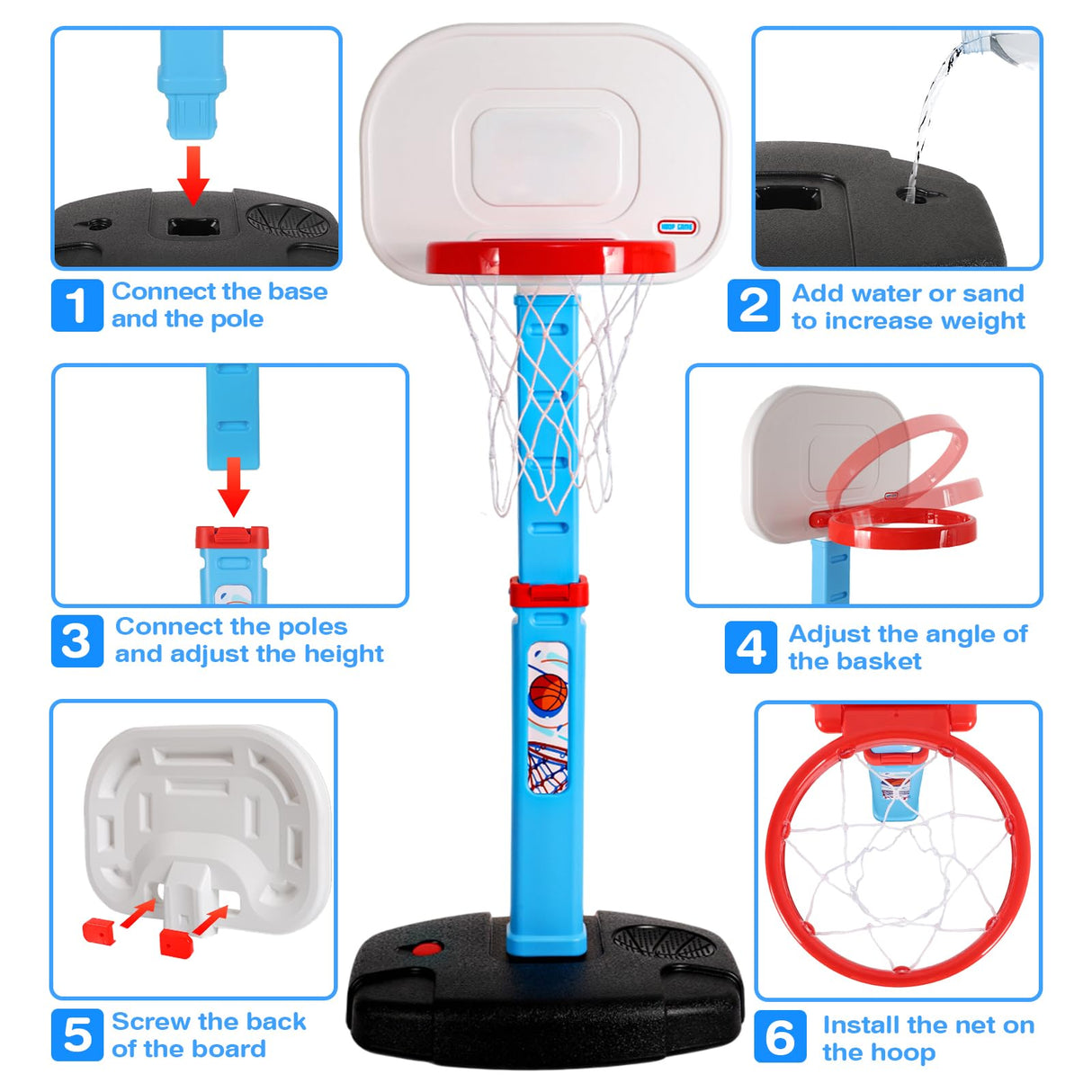 AOKESI Toddler Basketball Hoop Indoor for Age 1-3, Adjustable Mini Basketball Hoop, Kids Basketball Goal Outdoor Sport Poolside Game Birthday Christmas Toys Gifts for Baby Boys Girls 2 3 4 5