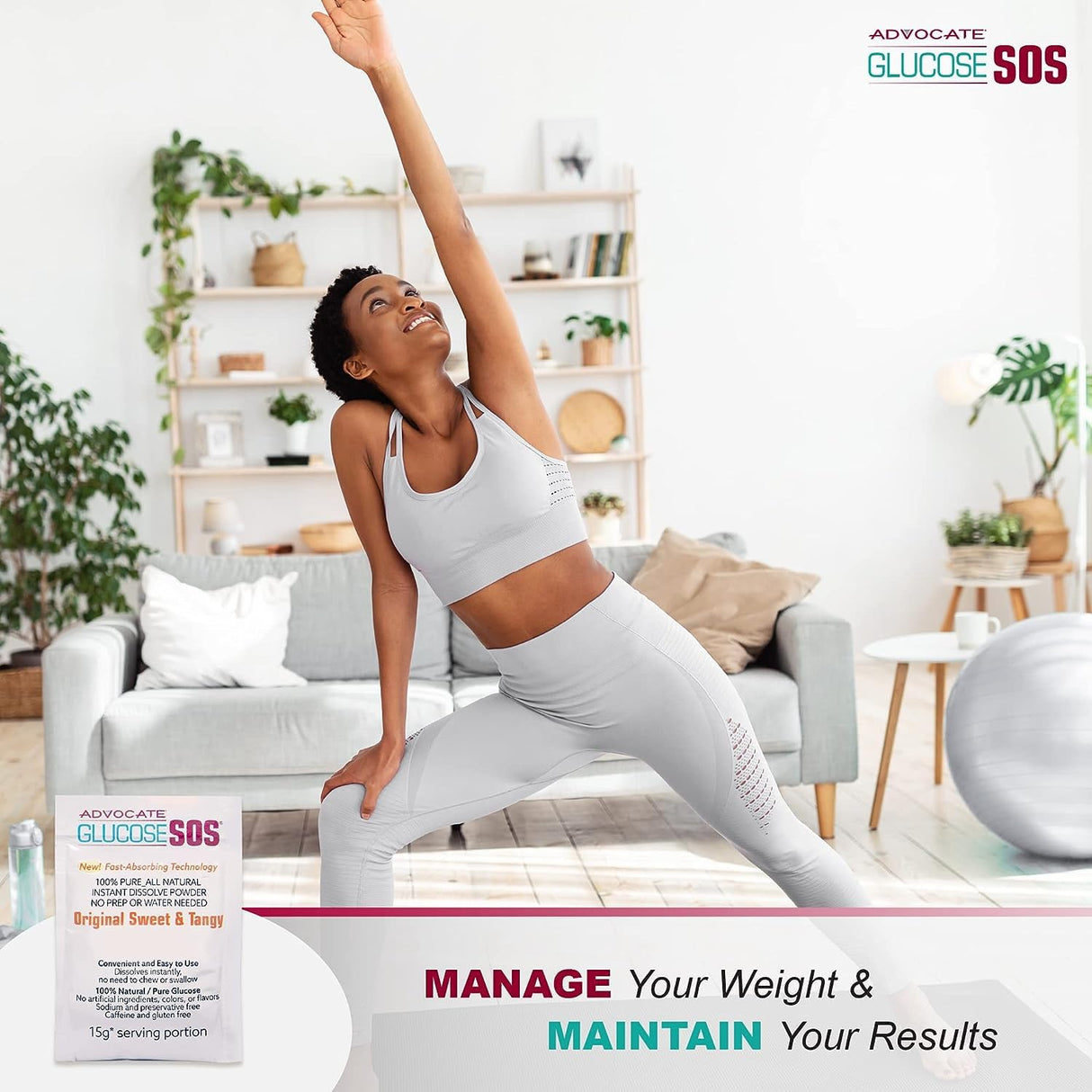 Glucose SOS Glucose Powder Packets with Natural Dextrose, Fast-Absorption That Instantly Dissolves in Your Mouth with No Water Needed, Green Apple Crisp 12 Servings