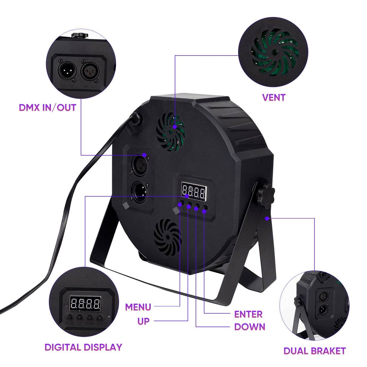 DJBoomy Stage Lights 36 DJ LED Par Light RGB Party Lights Uplights with Sound Activated Remote DMX Control for Disco Dance Wedding Club Christmas Birthday Music Party Stage Lighting