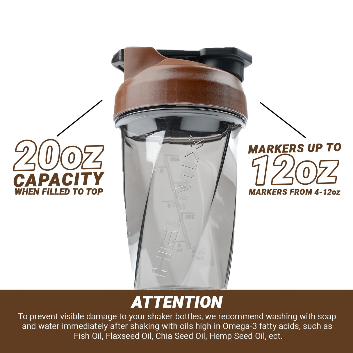 HELIMIX 1.5 Vortex Blender Shaker Bottle Holds Upto 20oz | No Blending Ball or Whisk | USA Made | Portable Pre Workout Whey Protein Drink Shaker Cup | Mixes Cocktails Smoothies Shakes | Top Rack Safe